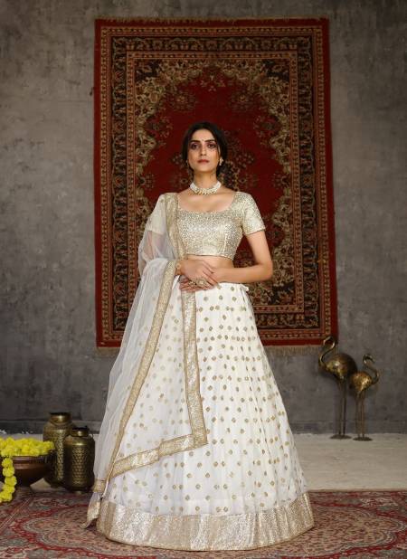 White Colour Girlish Vol 1 Designer Fancy Heavy Wedding Wear Heavy Net Sequince Embroidered Work Bridal Lehenga Choli Collection 122